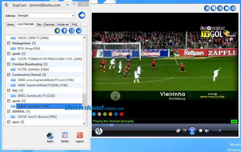Xem bóng đá bằng Link Sopcast trên Windows với chất lượng tốt