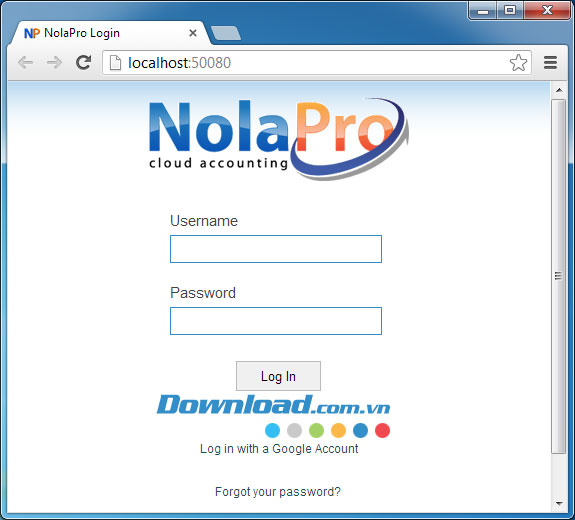 Màn hình đăng nhập của NolaPro