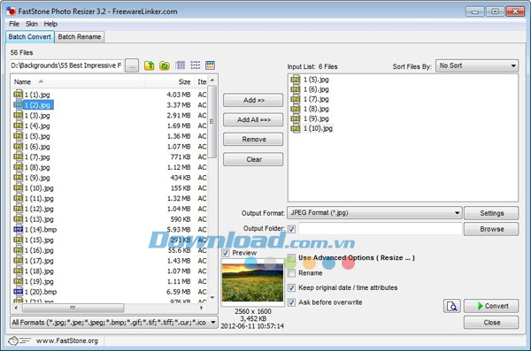 Phần mềm quản lý ảnh FastStone Photo Resizer