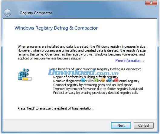 Registry Defragmenter and Compactor