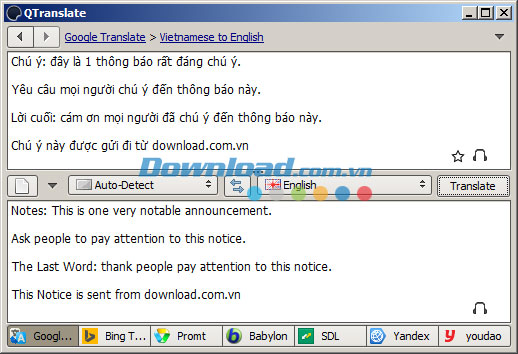 QTranslate trên Windows