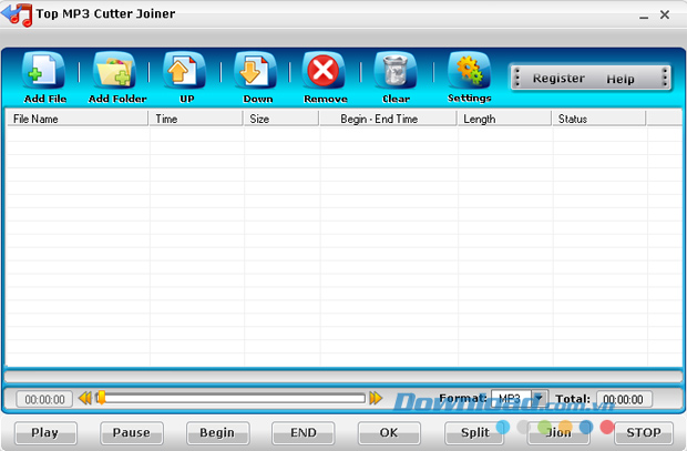Giao diện chương trình Top MP3 Cutter Joiner