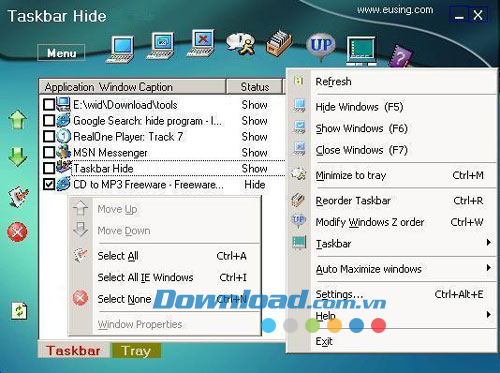 Download Taskbar Hide 2.0 Tiện ích giúp ẩn, hiện thanh tác vụ Windows