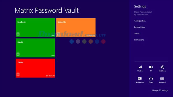 Matrix Password Vault cho Windows 8