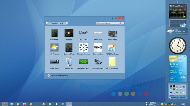 8GadgetPack 14.0 - Công cụ khôi phục Gadget cho Windows 8 - Download.com.vn