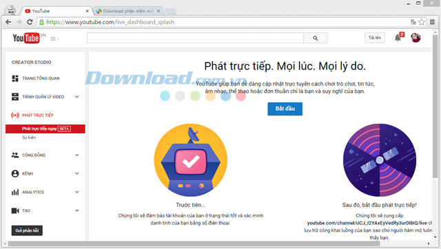 Phát trực tiếp video trên YouTube