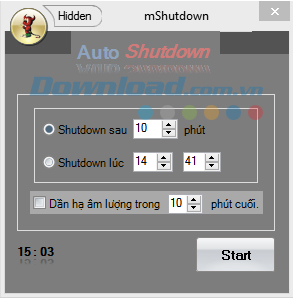 Giao diện phần mềm tự động tắt máy