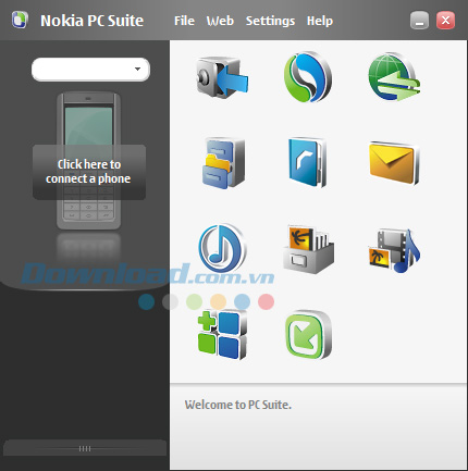 Giao diện của Nokia PC Suite