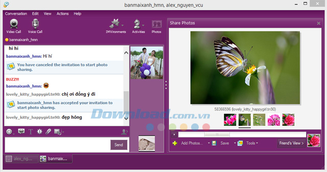 Chia sẻ ảnh với Yahoo Messenger