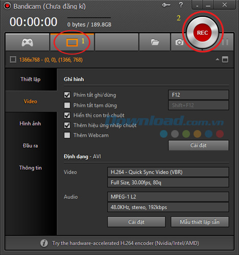 Quay video màn hình với Bandicam