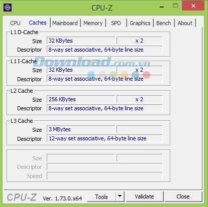 Thẻ Cache CPU-Z