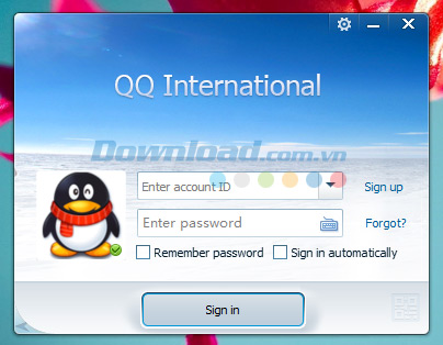 Cửa sổ đăng nhập QQ International