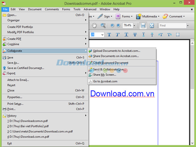 Tùy chọn tạo file PDF với nút Create