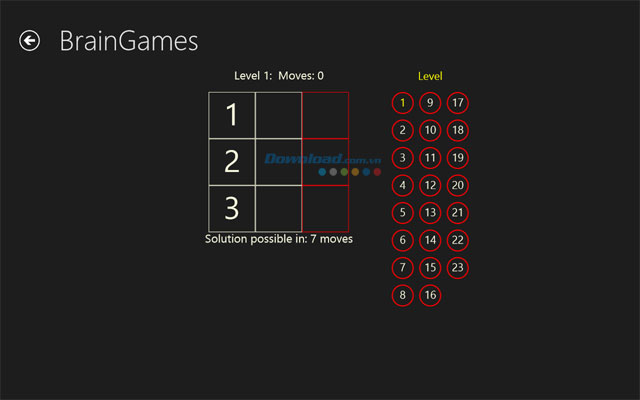 Game Tower of Hanoi trong BrainGames