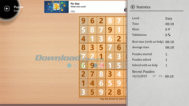 Thống kê Sudoku Miễn phí