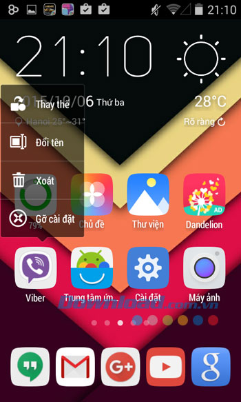 GO Launcher Z (GO Launcher EX) supports pop-ups to customize app icons