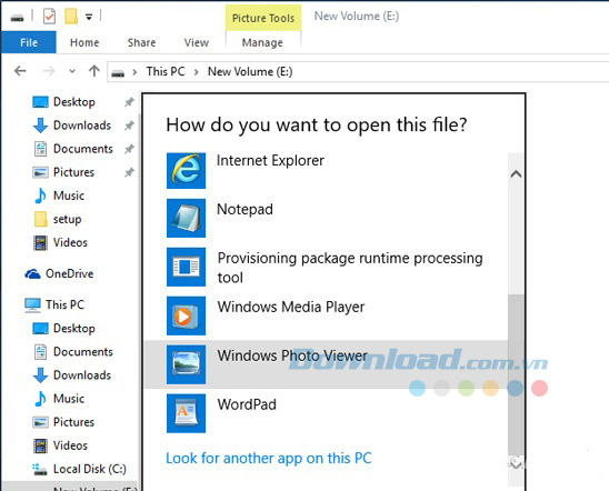Chọn trình xem ảnh mặc định trong Windows 10