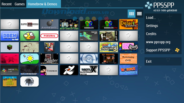 PPSSPP Main Interface