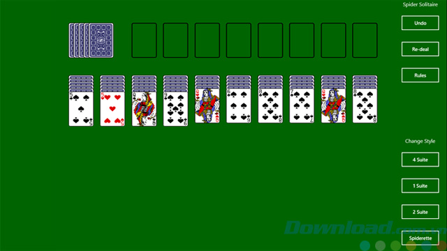 Giao diện game xếp bài Spider Solitaire 8