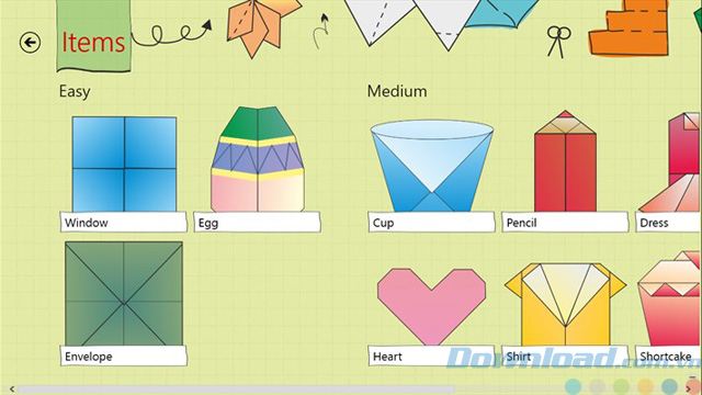 Mẫu Origami được chia theo độ khó