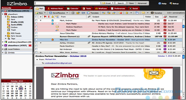 Quản lý email bằng Zimbra Desktop