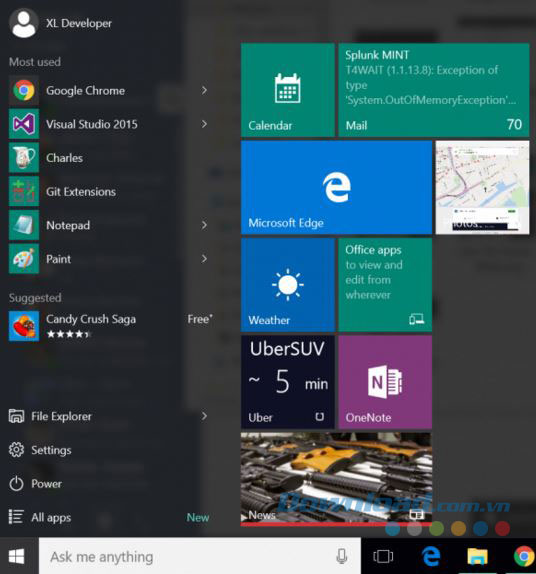 Tính năng Live Tiles