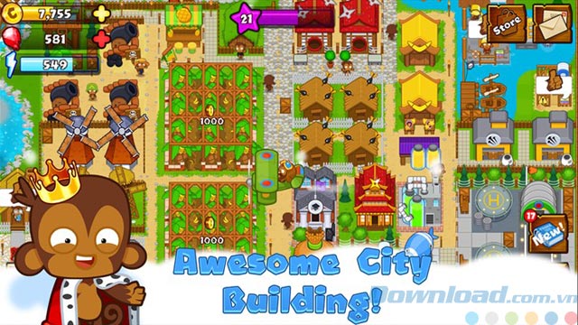 Giao diện game Bloons Monkey City