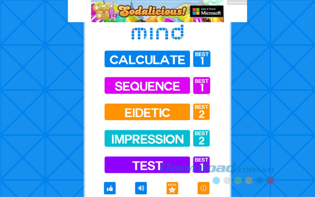 Menu chính của Mind: Brain Training cho Windows 8