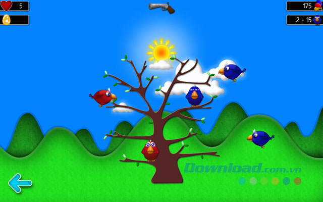 Giao diện game bắn chim Tap the Birds