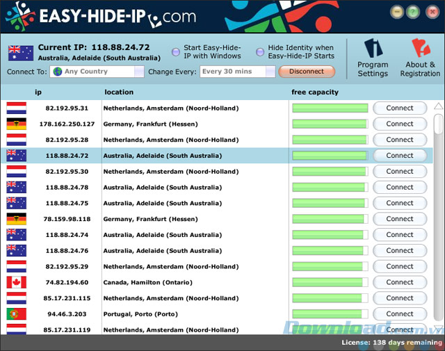 Giao diện của Easy-Hide-IP
