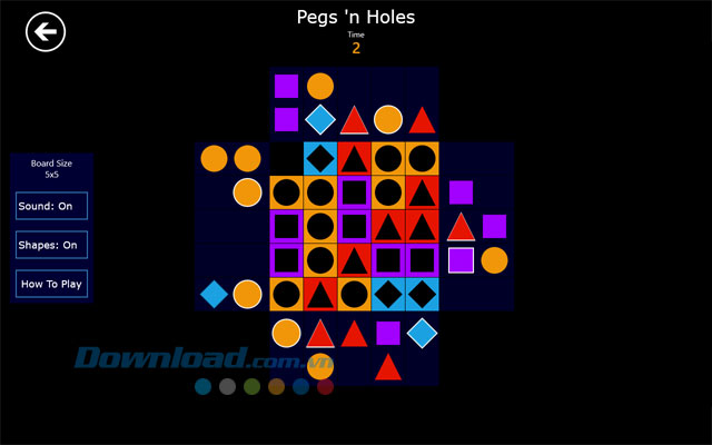 Giao diện game giải đố Pegs 'n Holes cho Windows 8