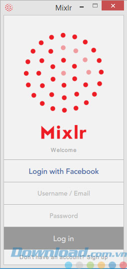 Đăng nhập vào tài khoản Mixlr