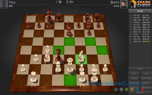 Giao diện game cờ vua SparkChess 8