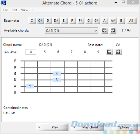 Giao diện của Alternate Chord