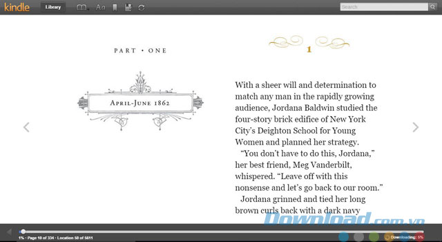 Giao diện đọc sách của Kindle Cloud Reader