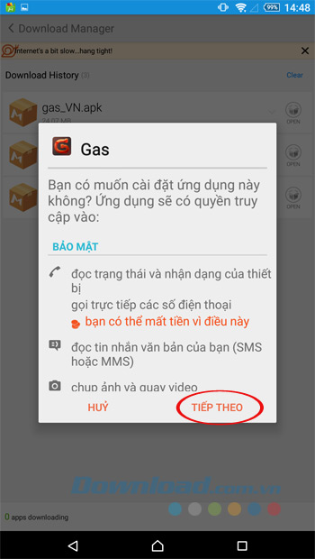 Mở Gas cho Android