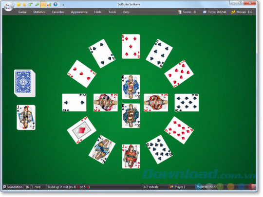 Giao diện game SolSuite Solitaire