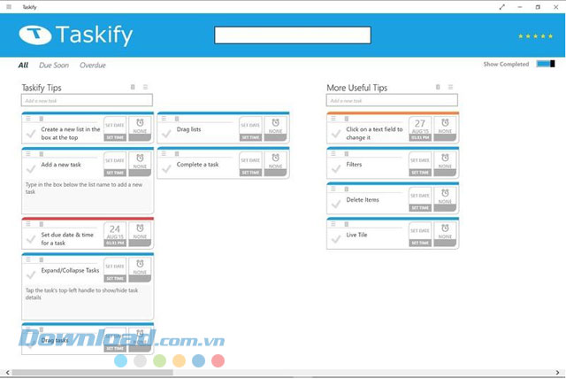 Giao diện ứng dụng Taskify cho Windows 8 