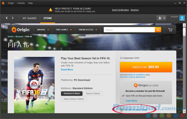 Chơi thử FIFA 16 với Origin