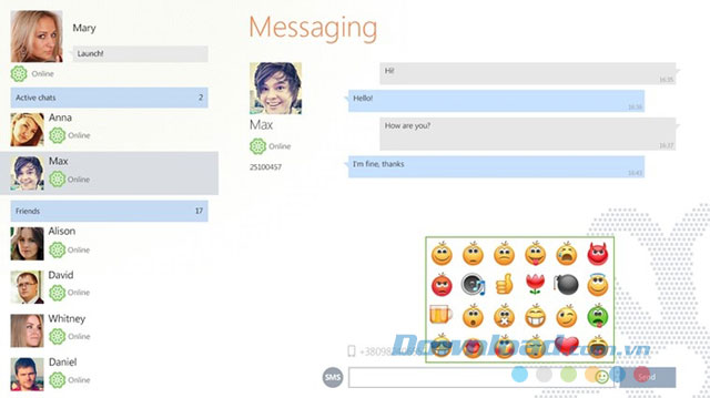 Giao diện chat của ứng dụng ICQ cho Windows 8