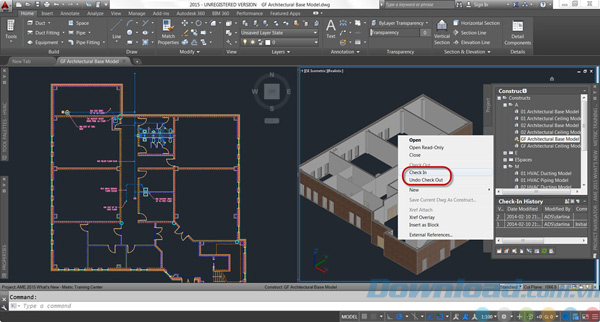 Tính năng CheckIn của AutoCAD Architecture