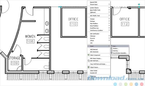 Tường, cửa, cửa sổ trong AutoCAD Architecture