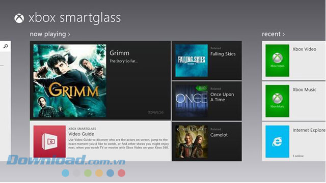 Giao diện ứng dụng Xbox 360 SmartGlass cho Windows 8