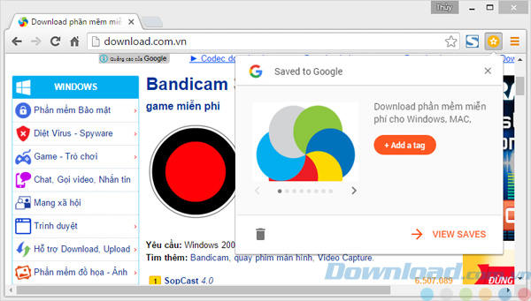 Giao diện của Save to Google cho Chrome