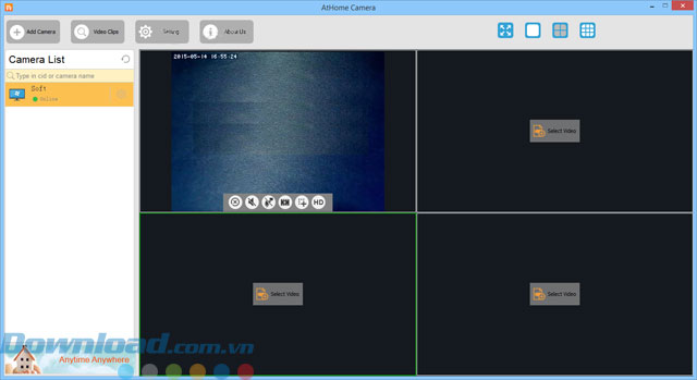 Giao diện phần mềm AtHome Camera