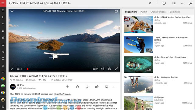 Giao diện ứng dụng Explorer for YouTube