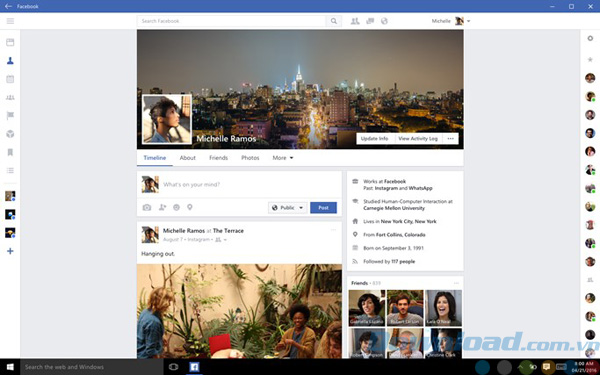 Facebook cho Windows 10 trang ca nhan