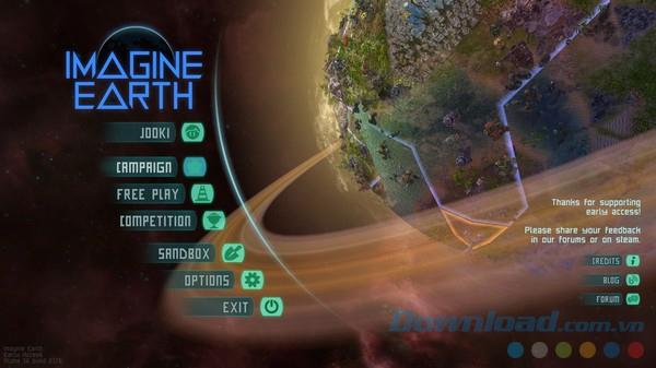 Main Imagine Earth menu