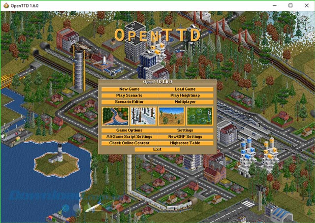 Main menu của OpenTTD