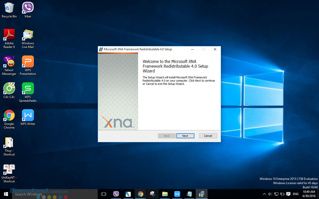 Cài đặt Microsoft XNA Framework